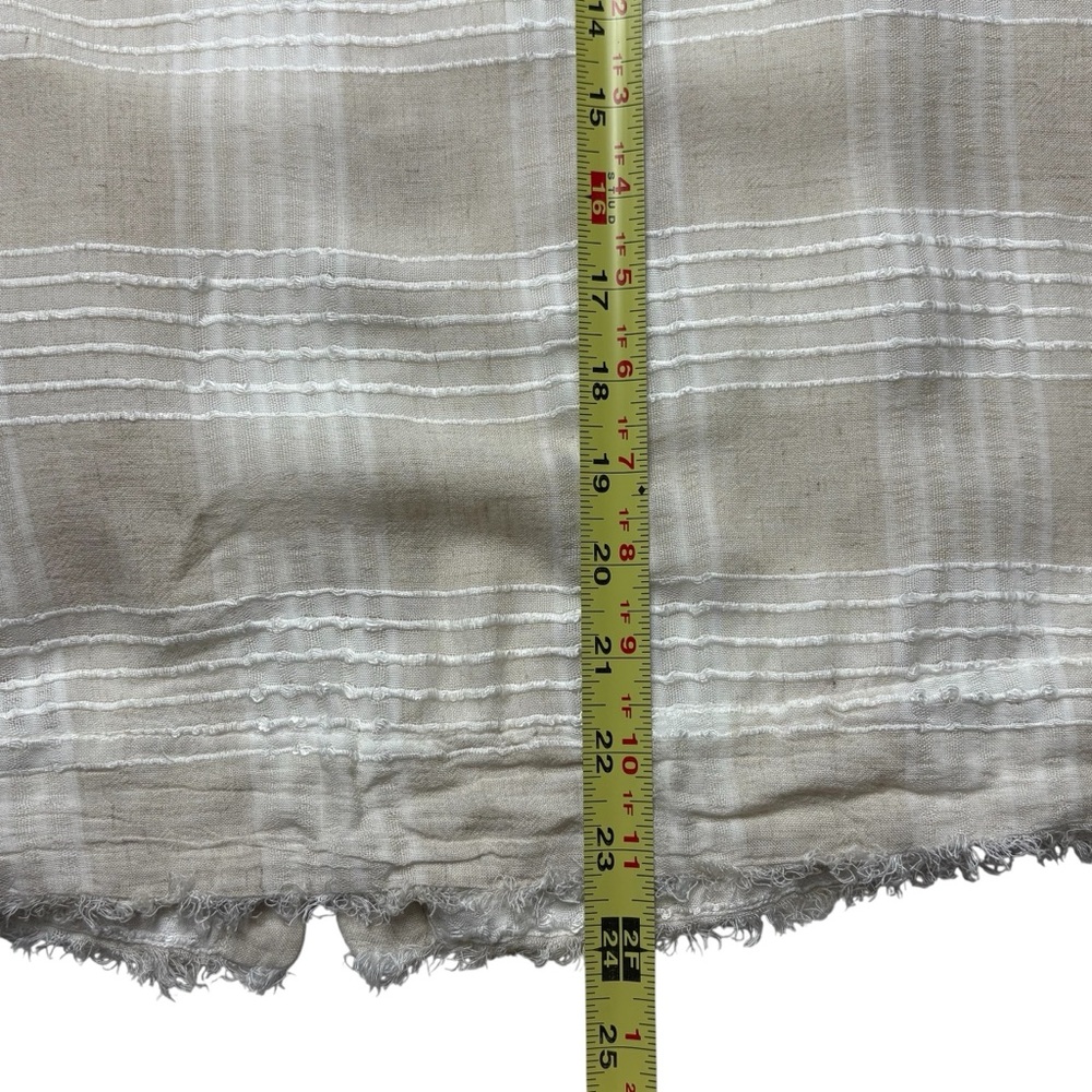 NWT Cloth & Stone Anthropologie Rayon-Linen Oatmeal Plaid Frayed Tank Top Size L - Picture 8 of 12